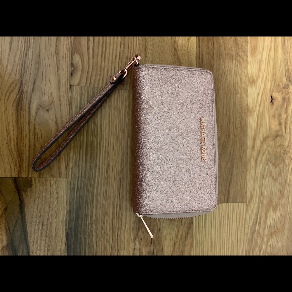 Rose Gold Glitter Michael Kors Wristlet